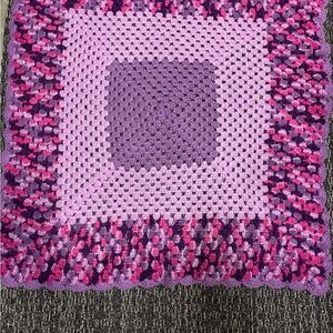 Handmade Purple Ombre Crochet Throw Blanket - Cozy Home Accent